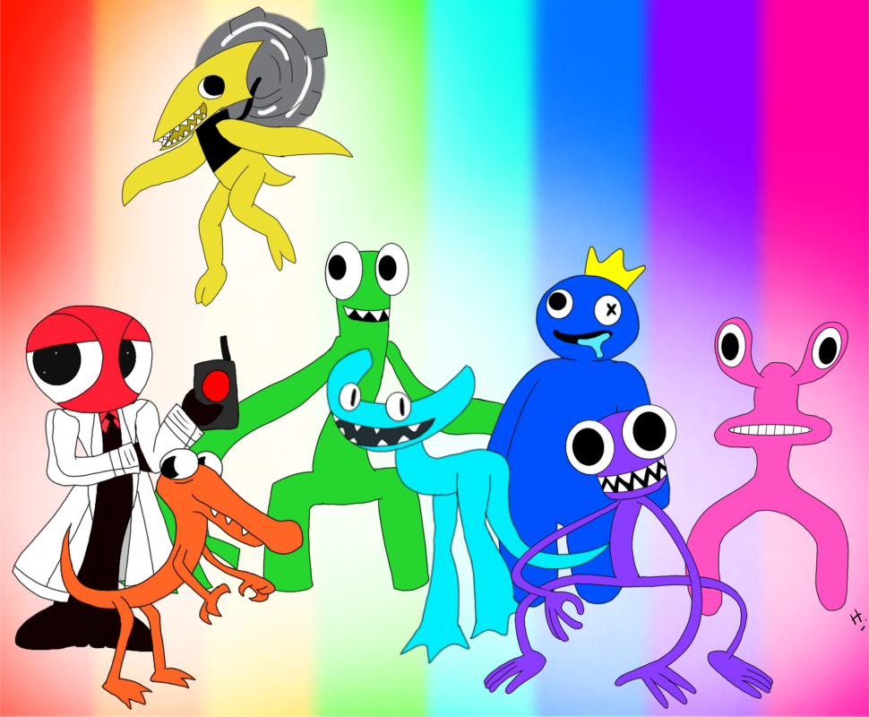 All of the rainbow friends pixalized by piggyrobloxandmore on DeviantArt