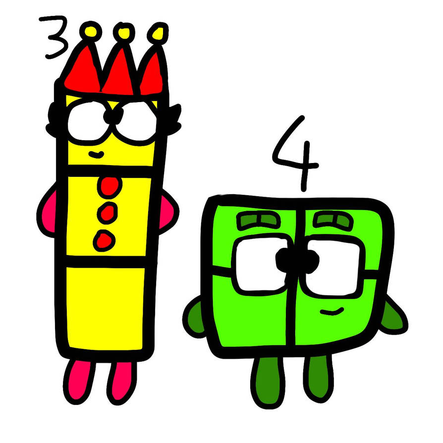 Numberblocks 449 Numberblocks 3 and 4 are friends by LucyBlueFive on DeviantArt