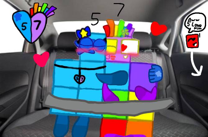 Numberblocks 449 Numberblocks 5x7 in the car inside by LucyBlueFive on DeviantArt