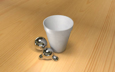polystyrene cup more chrome sphere