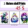 3 Nature Skull Prints