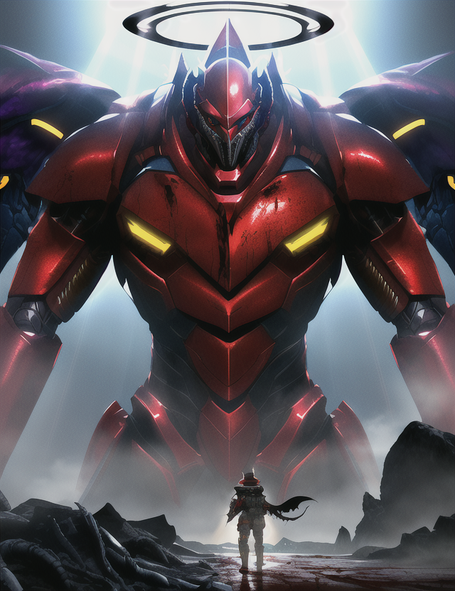 Red Mech Drawing Big red mech with a halo by ShortBread22 on DeviantArt