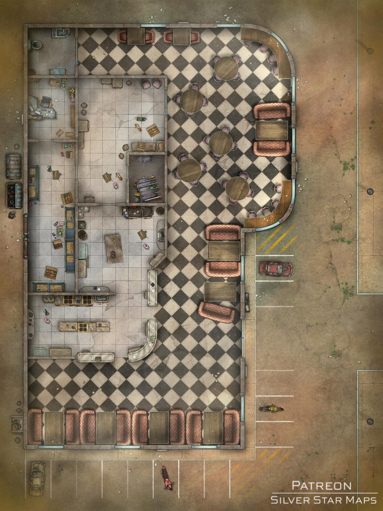 Butchery Battle Map Post-Apocalyptic Resturaunt Battlemap by SilverStarMaps on DeviantArt