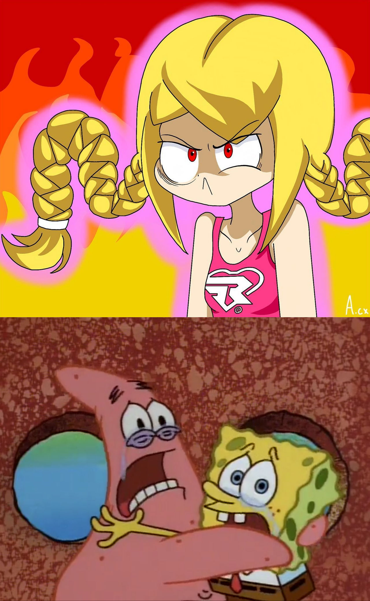 SpongeBob and Patrick scare of Amelia's rage by Yusaku-Ikeda on DeviantArt