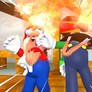 Mario and Luigi eyes burning