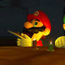 Mario and Luigi eating spaghetti