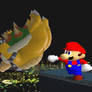 Mario threw Bowser from the building