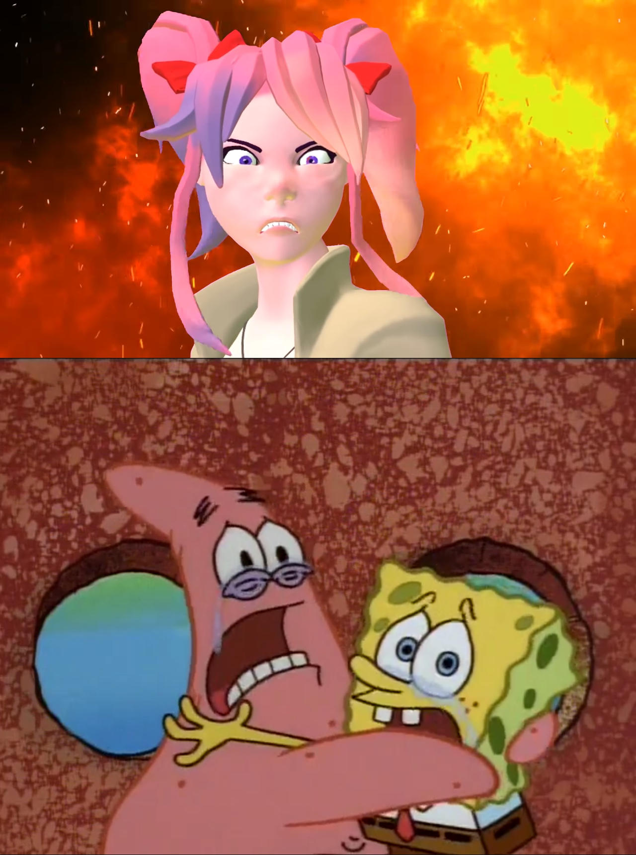 SpongeBob and Patrick scare of Saiko's rage by Yusaku-Ikeda on DeviantArt