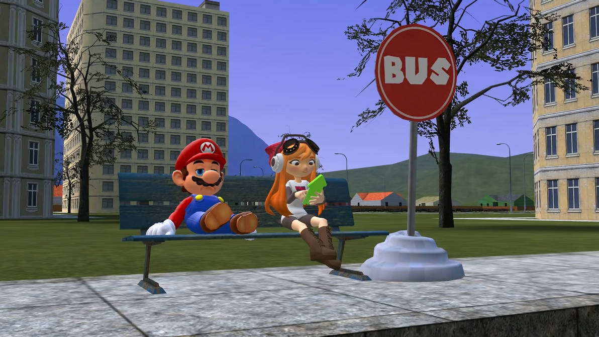 Mario and Meggy waiting for the bus by Yusaku-Ikeda on DeviantArt
