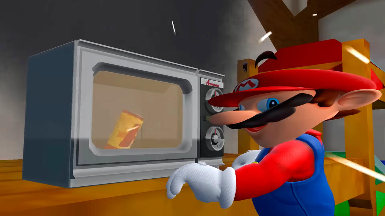 Mario warming Atomic in microwave by Yusaku-Ikeda on DeviantArt