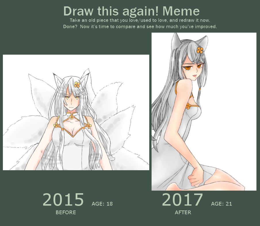 Draw This Again Meme - White kitsune - 2017