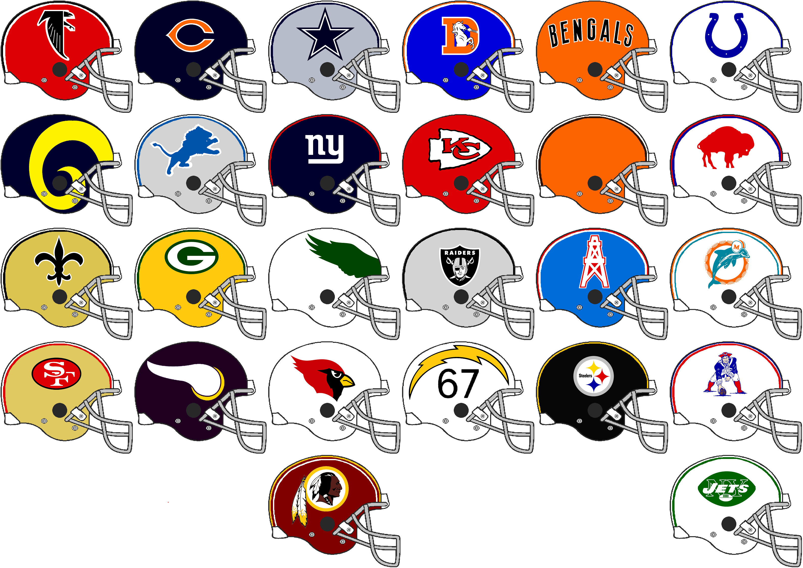 1973 nfl football helmet poster Official National League Guide: unknown author Books NFL Team Helmets 1973 by