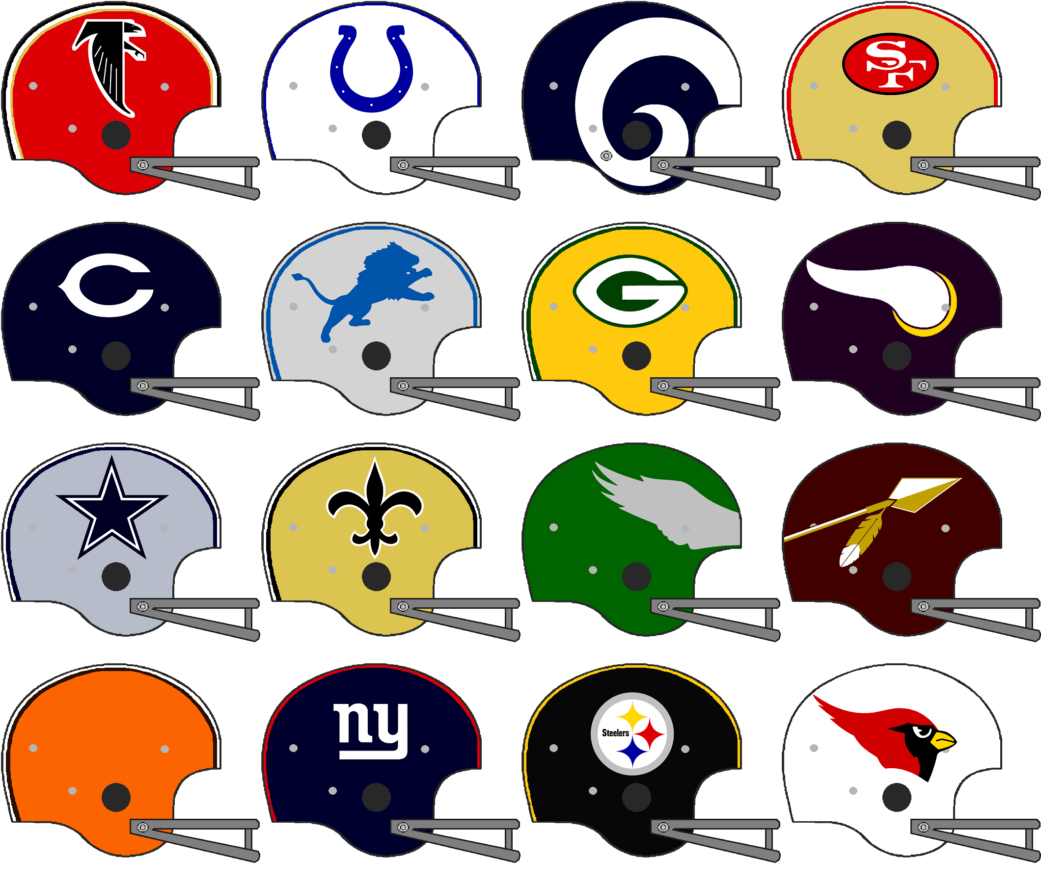 NFL 2 bar team helmets 1967 by Chenglor55 on DeviantArt NFL 2 bar team helmets 1967 by Chenglor55 on DeviantArt