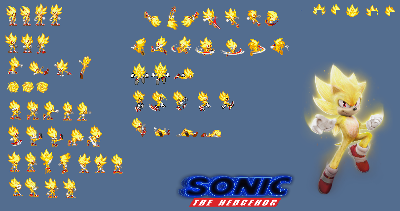 Super Sonic (Movie) Sprite Sheet by Leotherealone on DeviantArt