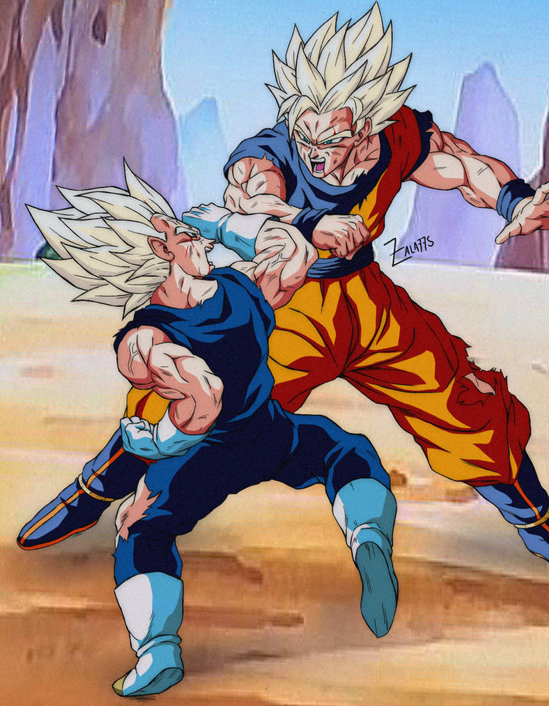 Goku vs Majin Vegeta! by zala77s on DeviantArt