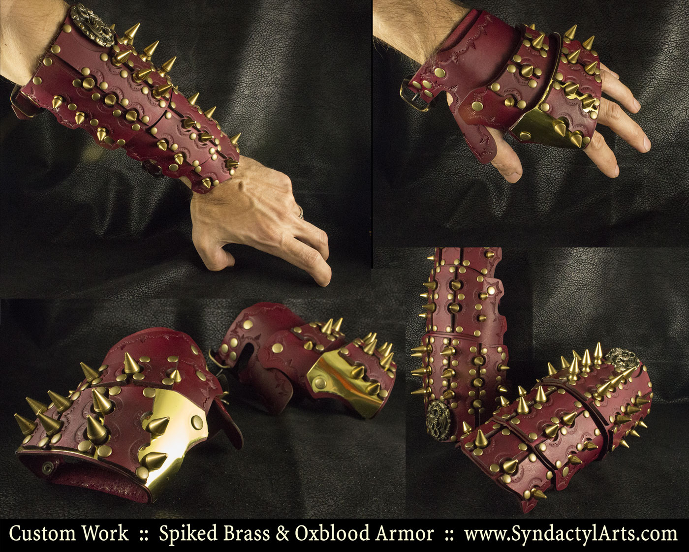 Spiked Brass and Oxblood Armor by ChaoseVIIn on DeviantArt