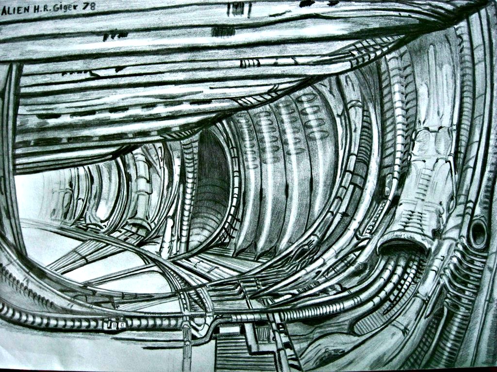 H R Giger S Alien Ship Interior 2015 By S1m0pi On Deviantart