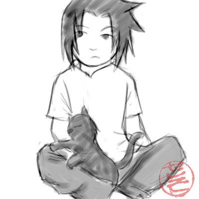 Sasuke and a kitty. by rholey on DeviantArt