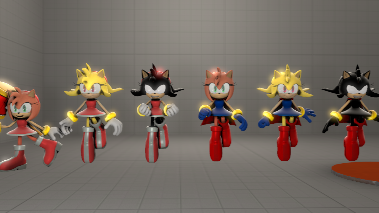 Amy Rose Normal, Super Form, and Costume (UPDATED) by TheMythicRai on