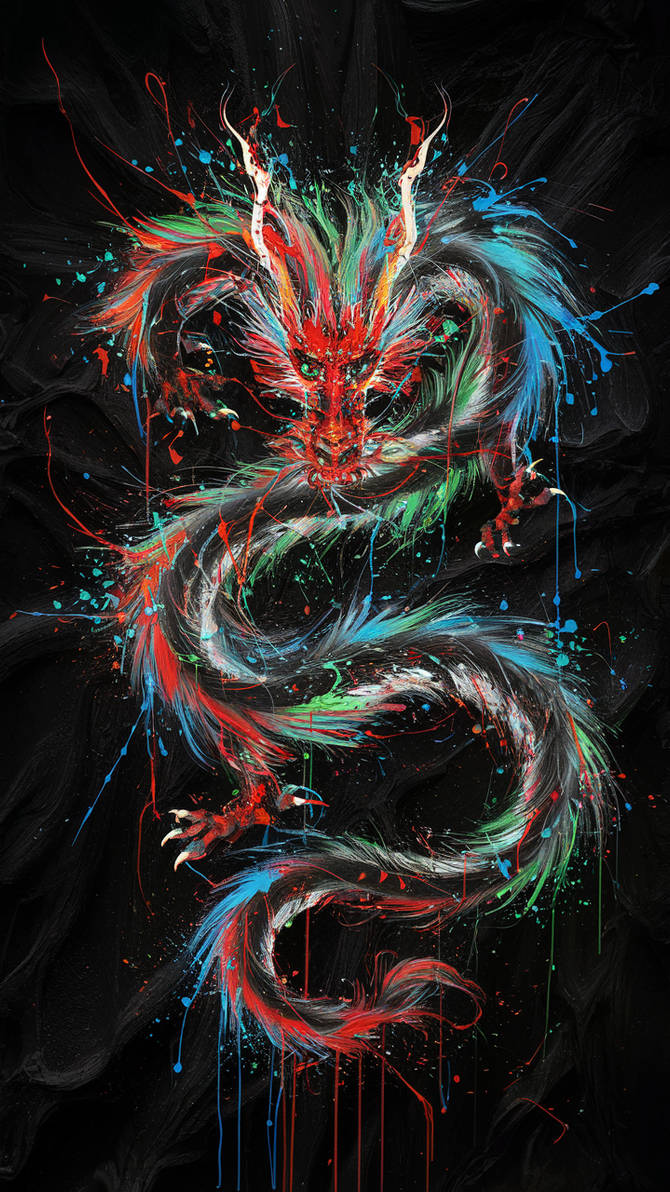 Dragon Protect Abstract A visually striking abstract painting of a dragon by AnderflowArt on ...