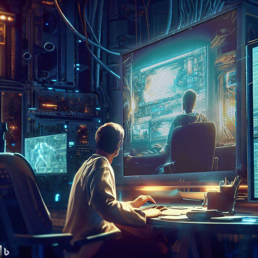 A Simulation Character Generating AI Art by AlperEsin on DeviantArt