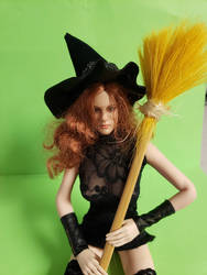 Larina green screen test with broom