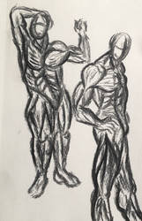 Muscly charcoal drawings 
