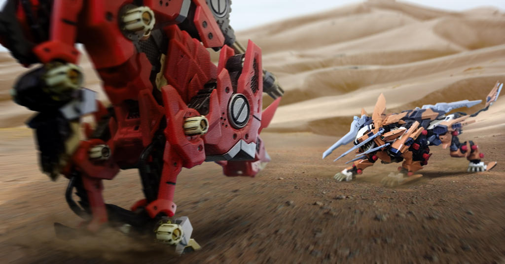 Zoids: Fire fox vs. Liger Zero Schneider