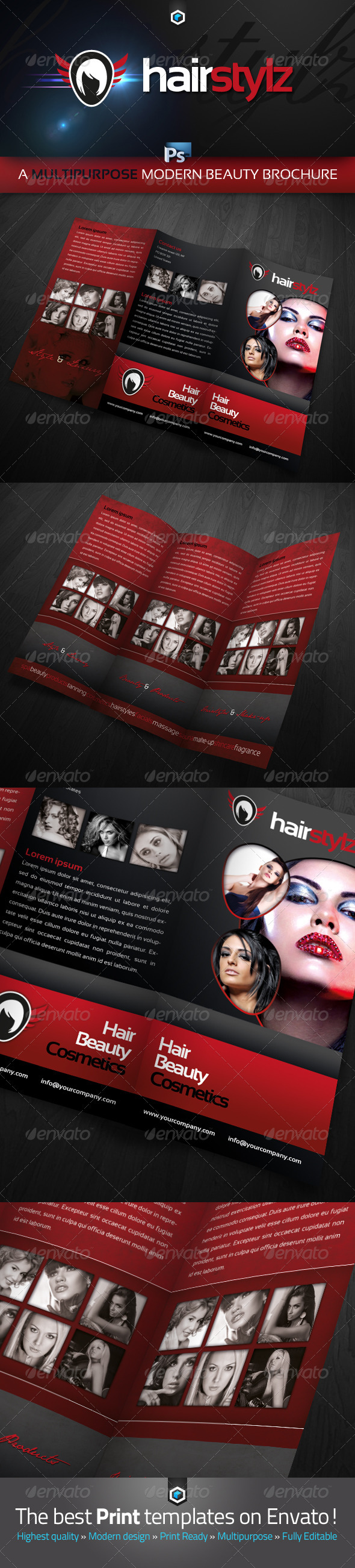 RW Beauty Hairsalon Trifold Brochure Template