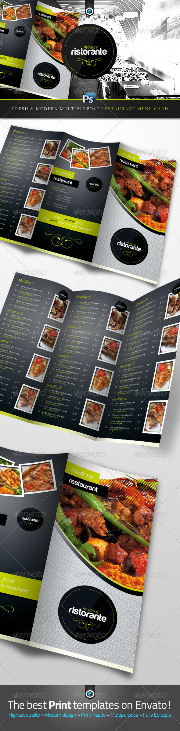 RW Fresh Restaurant Menu Card Template