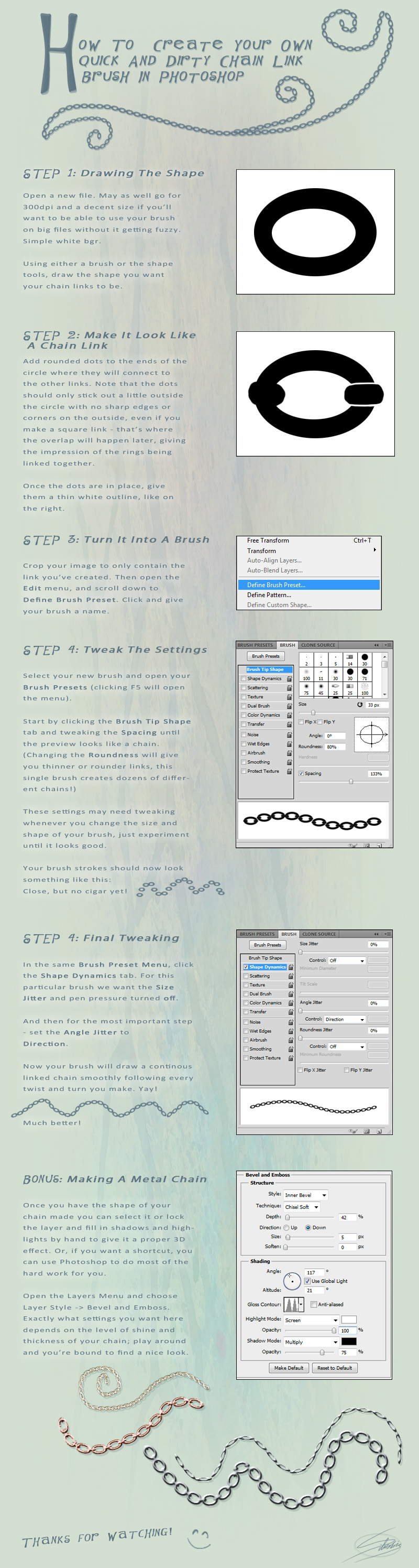 how to create a chain link brush in ps