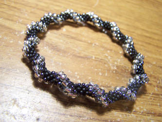 black and silver crochet bracelet