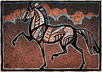 Woodblock Cloudhorse