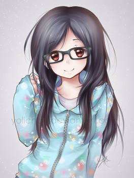 Blue Hoodie with Glasses