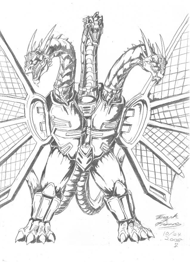 MechaKing Ghidorah sketch by AlmightyRayzilla on DeviantArt