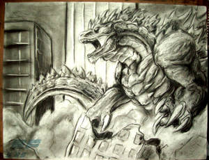 Godzilla charcoal sketch