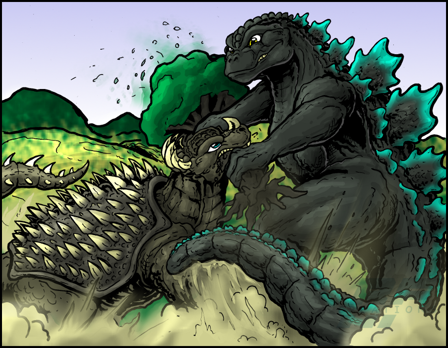 Godzilla vs Anguirus by TheZackBurg on DeviantArt