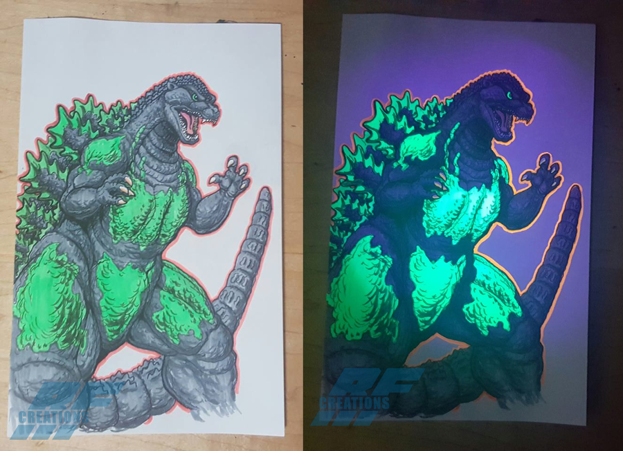 Blacklight Goodness - Reactor Glow Godzilla