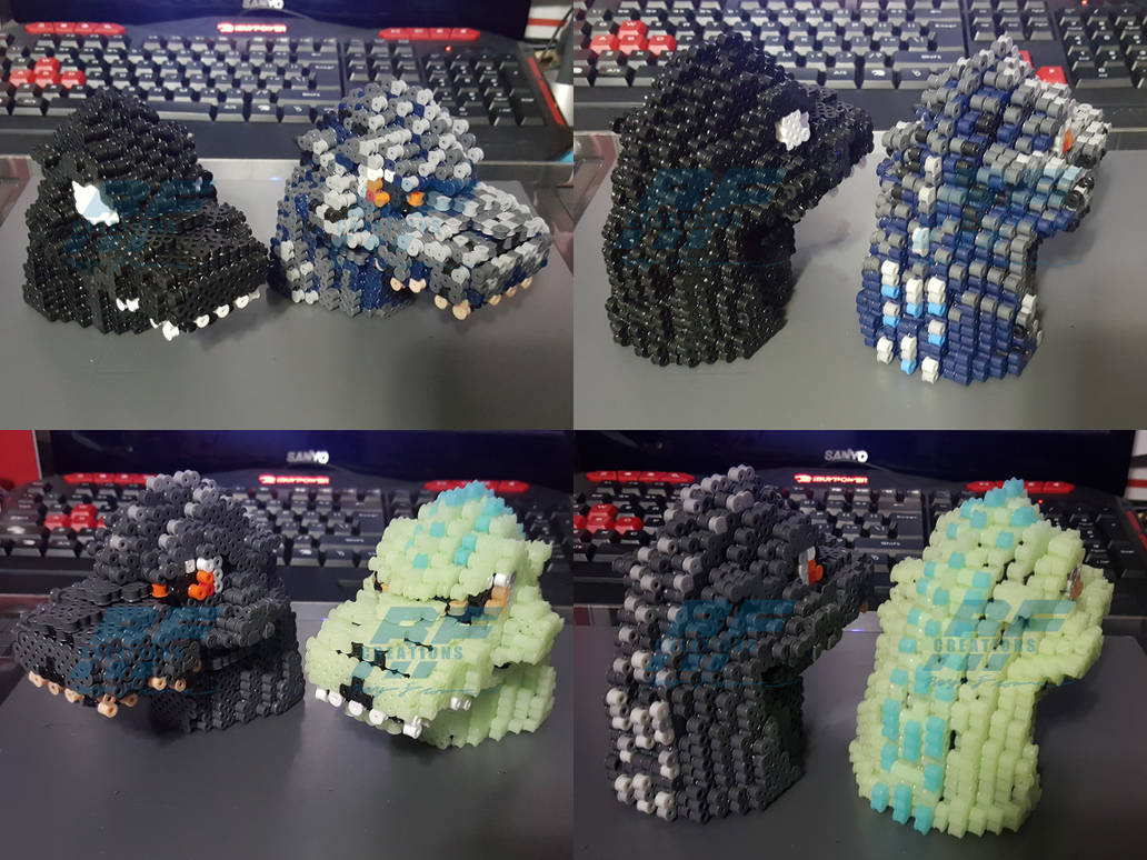 3D Perler Bead Godzilla 1989 heads by AlmightyRayzilla on DeviantArt