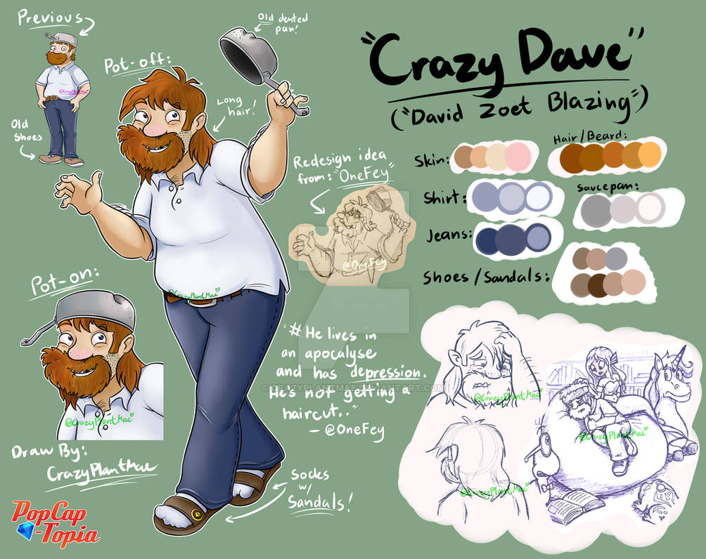 Crazy Dave Rig Character Ref. - Crazy Dave (REDESIGNED!) by CrazyPlantMae on DeviantArt