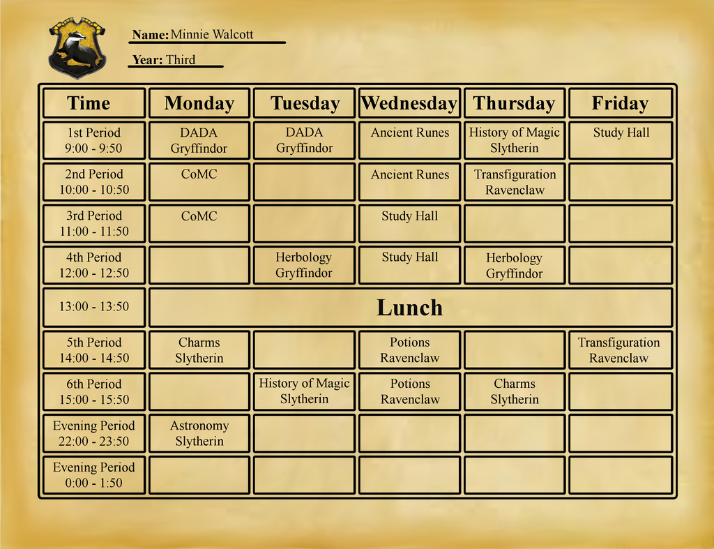 Timetables On Hogwarts Life DeviantArt timetables-on-hogwarts-life-deviantart