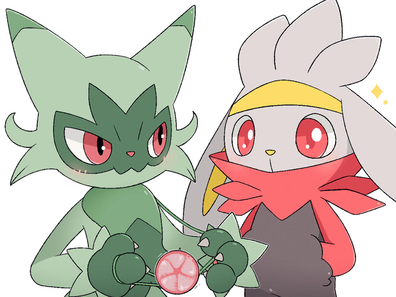 Floragato and Raboot by omynoh on DeviantArt