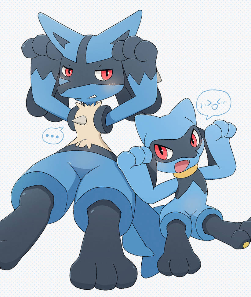 Lucario Rilou Lucario and Riolu by omynoh on DeviantArt