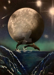 Dolphins in the Moonlight