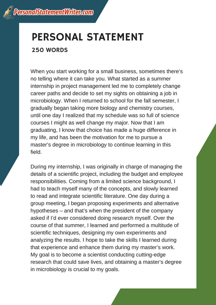 250 Word Personal Statement Sample by PSWriterSamplesUK on DeviantArt