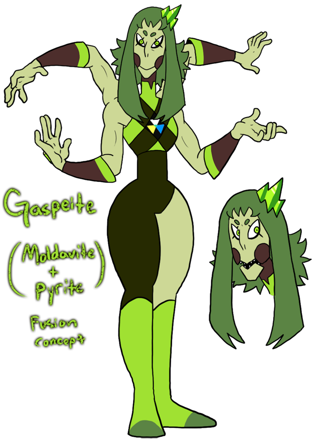 Gaspeite (Moldavite + Pyrite Fusion Concept)