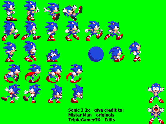 Sonic 3 2xSonic 3 sprites (2x Bigger) by triplesonicX on DeviantArt