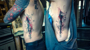 abstract splatter tattoo ink couple