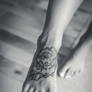 Pivoine flower Foot tattoo
