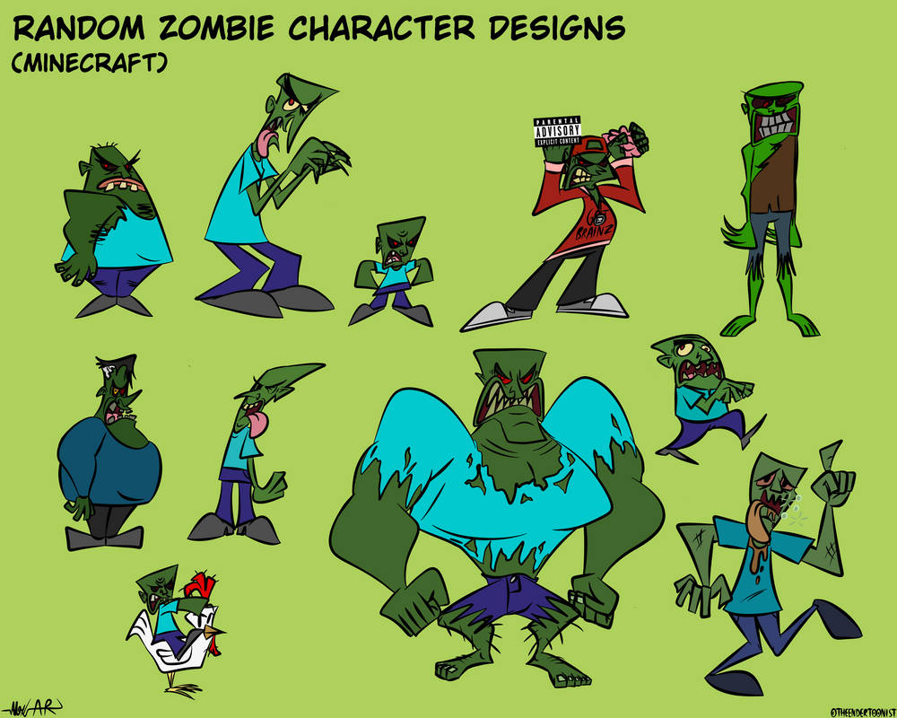 Random Minecraft Zombie Character Designs by TheEnderToonist on DeviantArt